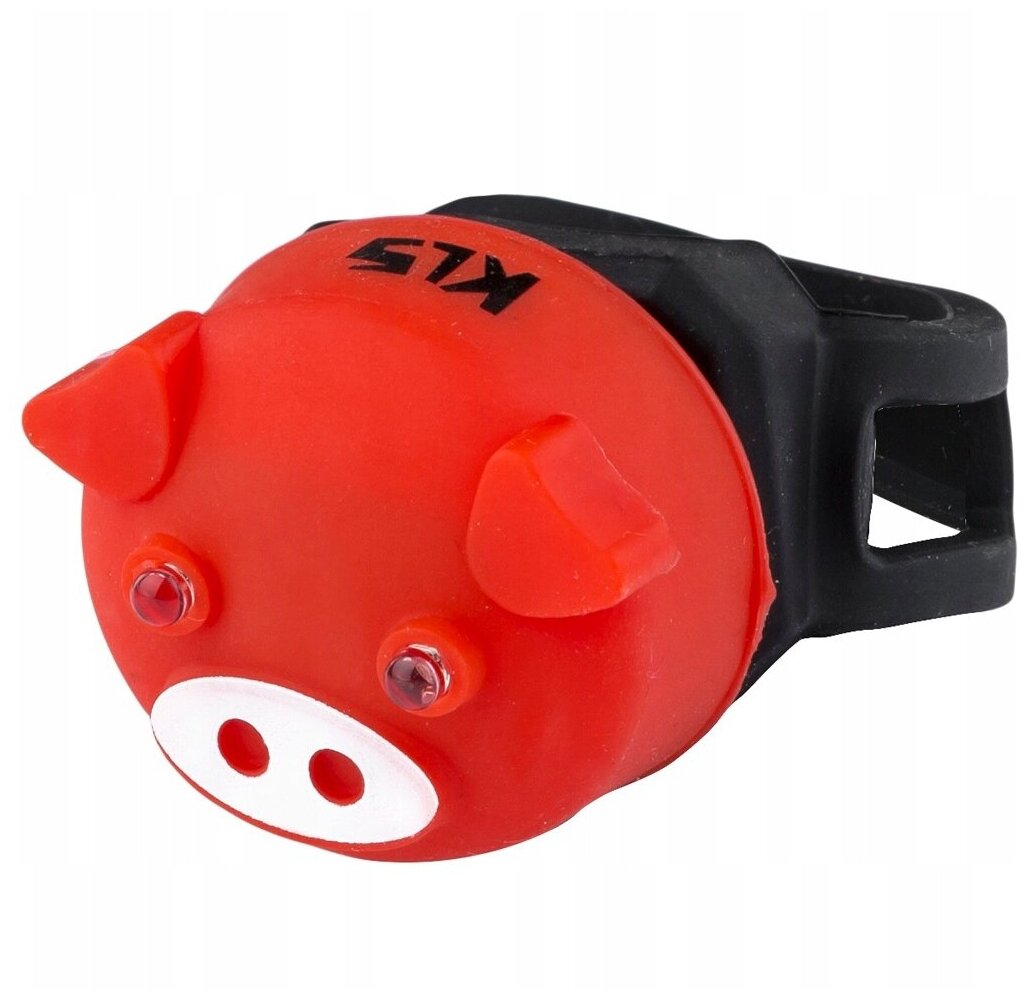 Фонарик задний KLS PIGGY красный: 2 красных LED, 2 режима, батарейки 2хCR2032 в компл., универсальное крепление на подс.штырь, влагозащита IPX3