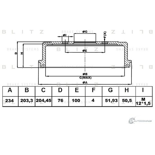 Барабан тормозной NISSAN Micra Note Tiida 05 BLITZ BT0134