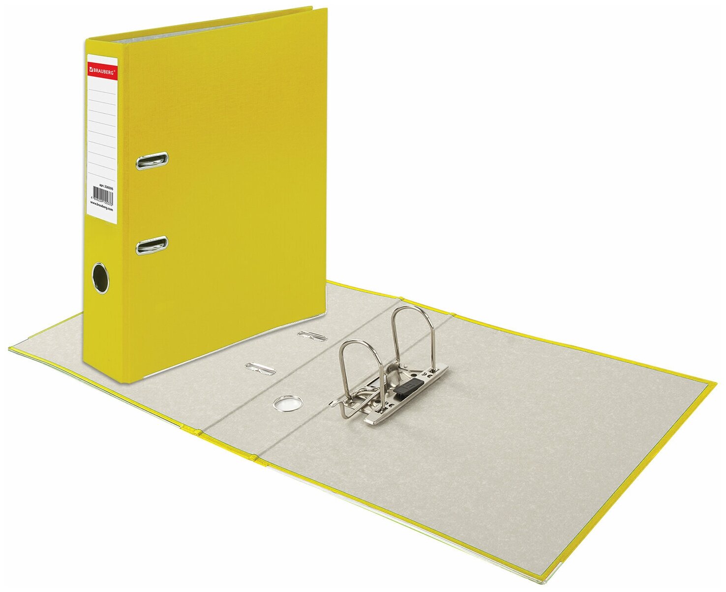 Папка-регистратор, покрытие пластик, 75 мм, прочная, с уголком, BRAUBERG, желтая, 226599 - фото №6