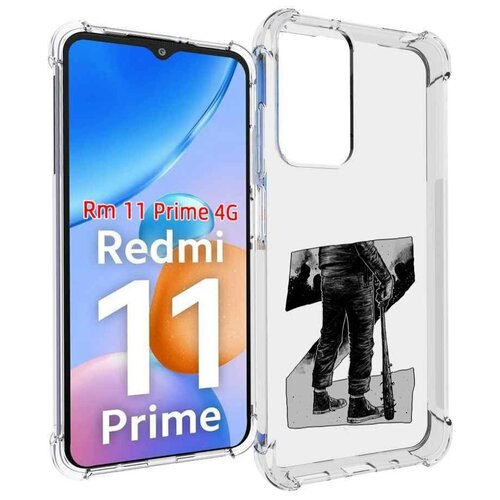 Чехол MyPads воин черно белый для Xiaomi Redmi 11 Prime 4G задняя-панель-накладка-бампер чехол mypads лось космонавт для xiaomi redmi 11 prime 4g задняя панель накладка бампер