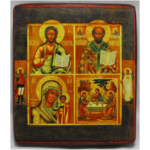 Православная Икона Четырехчастная, деревянная иконная доска, левкас, ручная работа(Art.1125_3М)