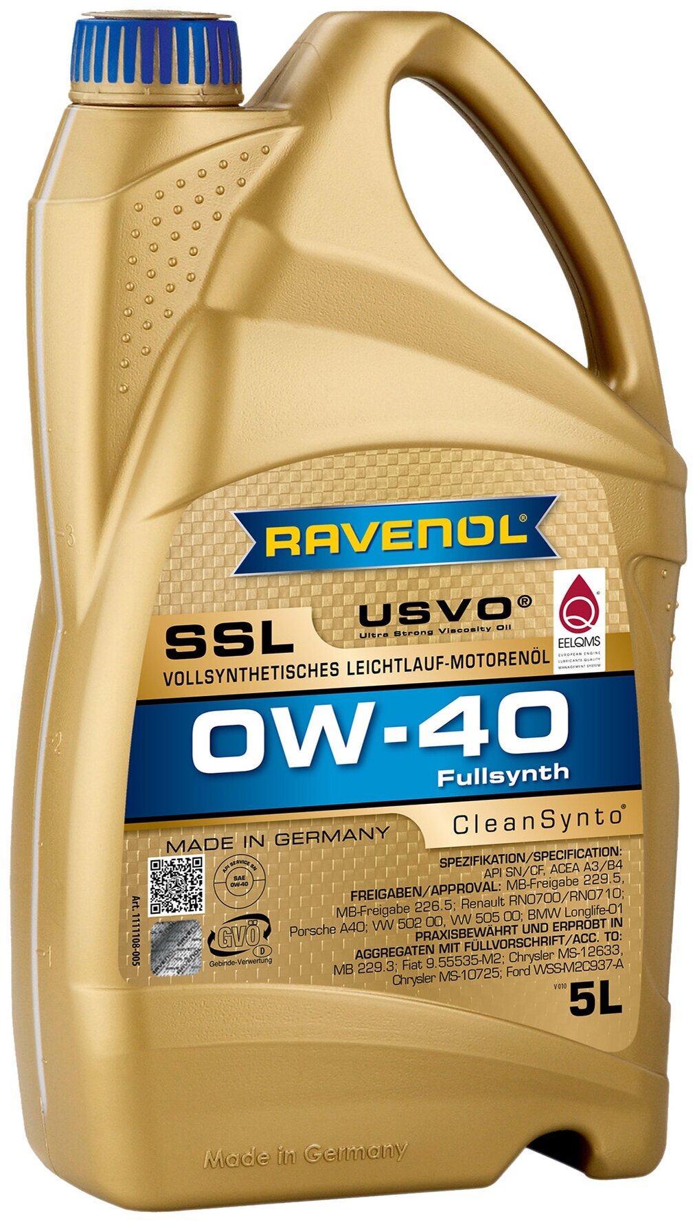 Моторное масло RAVENOL Super Synthetik Oel SSL 0W40 5л