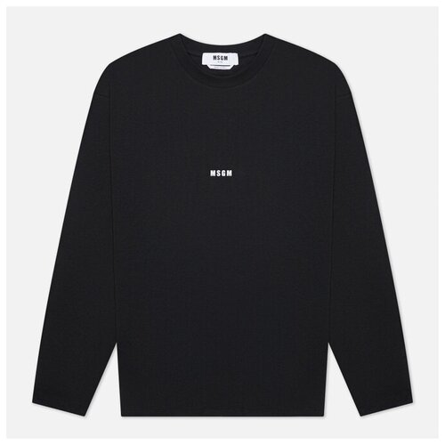 фото Мужской лонгслив msgm micrologo basic crew neck чёрный , размер xl