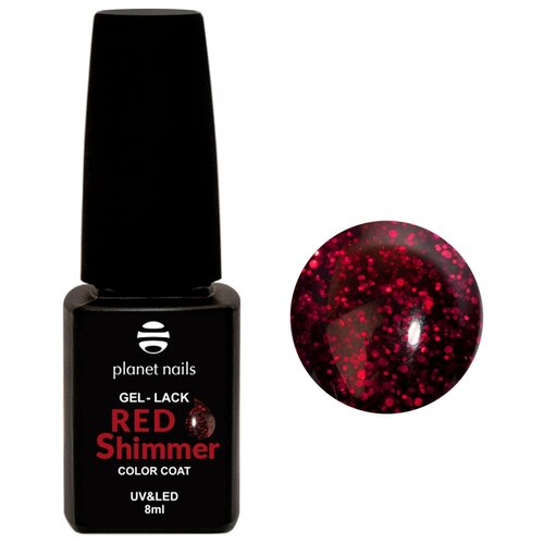 Planet nails Гель-лак Red Shimmer, 8 мл, 834 planet nails гель лак для ногтей agate 8 мл 951