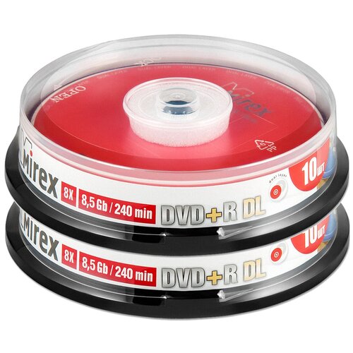 Диск DVD+R DL 8,5Gb Mirex 8x (Double Layer) cake box, упаковка 20 штук диск dvd r dl 8 5gb mirex 8x double layer cake box упаковка 30 шт