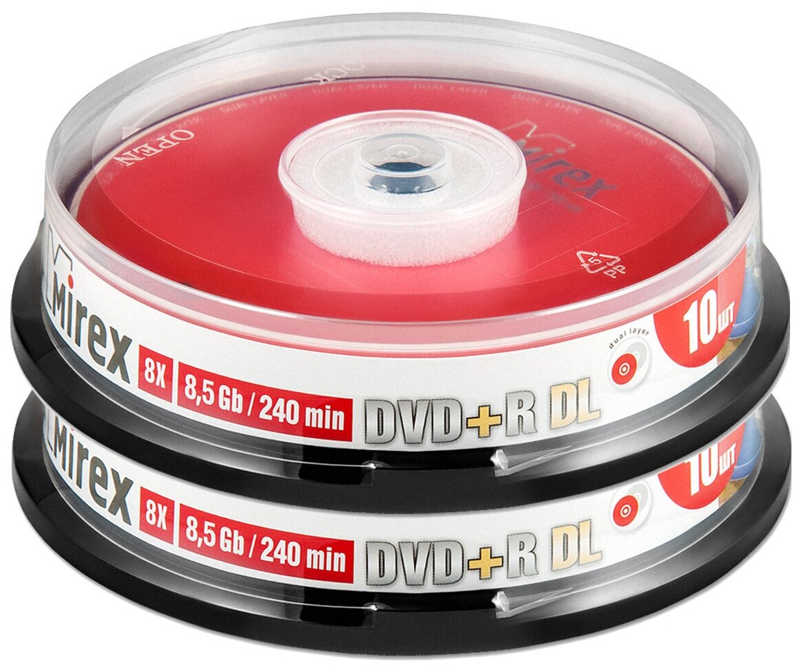Диск DVD+R DL 8,5Gb Mirex 8x (Double Layer) cake box, упаковка 20 штук