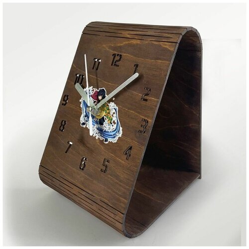 Настольные часы из дерева, цвет венге, яркий рисунок аниме клинок рассекающий демонов - 123