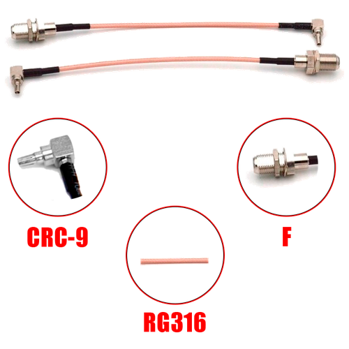 Комплект переходников (пигтейлов) CRC9 - F (female) - 2шт. для подключения 3G/4G/LTE модема к внешней антенне антенна 4g наружная rexant 34 0452 разъём crc9