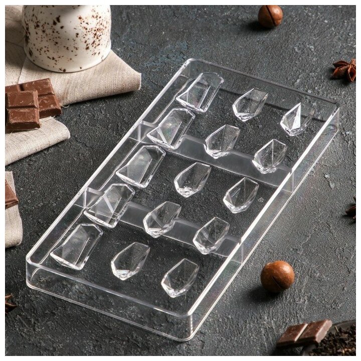 Форма для шоколада и конфет KONFINETTA «Драгоценные камни», 33×16,2 см, 16 ячеек, ячейка 2,5×3 см, 2,5×4,5 см - фотография № 2