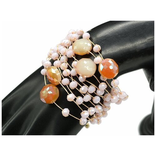 фото Браслет-цепочка радуга камня, циркон, искусственный камень, размер 17 см, мультиколор, розовый