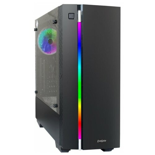 Корпус Miditower ExeGate EVO-9201 Black-RGB light, Atx, (без Бп), с окном, 2*USB+1*USB3.0, HD Audio
