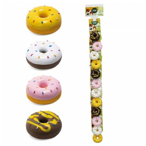 фото Набор игрушек для собак из латекса пончики,d65мм (12шт.), triol (2 шт)