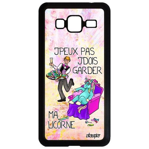 фото Защитный чехол на смартфон // samsung galaxy j3 2016 // "не могу - сижу с единорогом!" картинка надпись, utaupia, светло-розовый