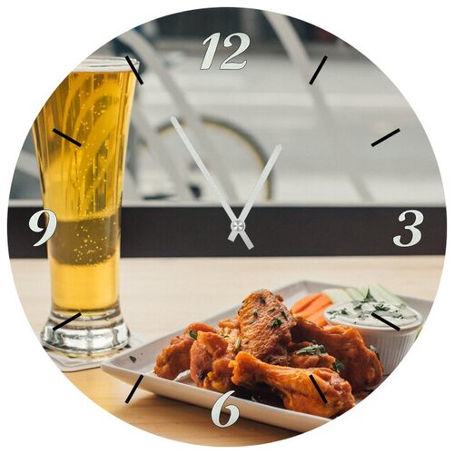 фото Svs настенные часы svs 3001745 kitchen бокал пива и закуска