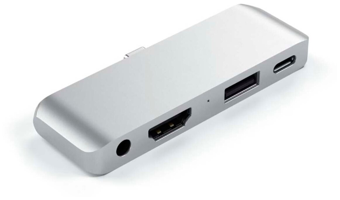 USB-хаб Satechi Aluminum Type-C Mobile Pro Hub Adapter для iPad Pro 2018 (USB 3.0, HDMI, USB Type-C, Mini jack), Серебристый Док-станция ST-TCMPHS