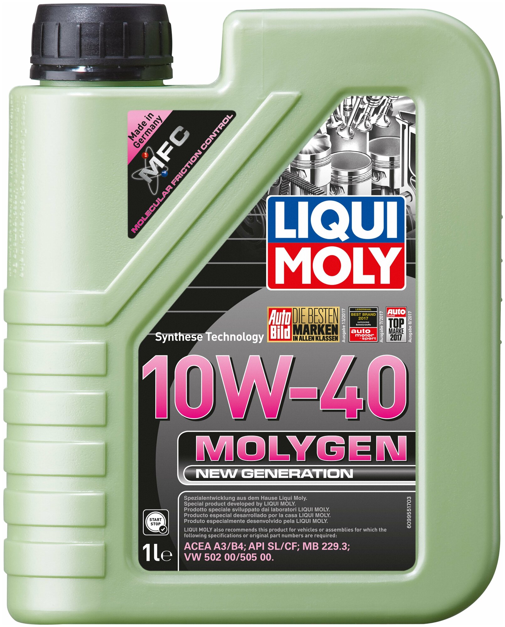 НС-синтетическое моторное масло LIQUI MOLY Molygen New Generation 10W40 1л (9059)