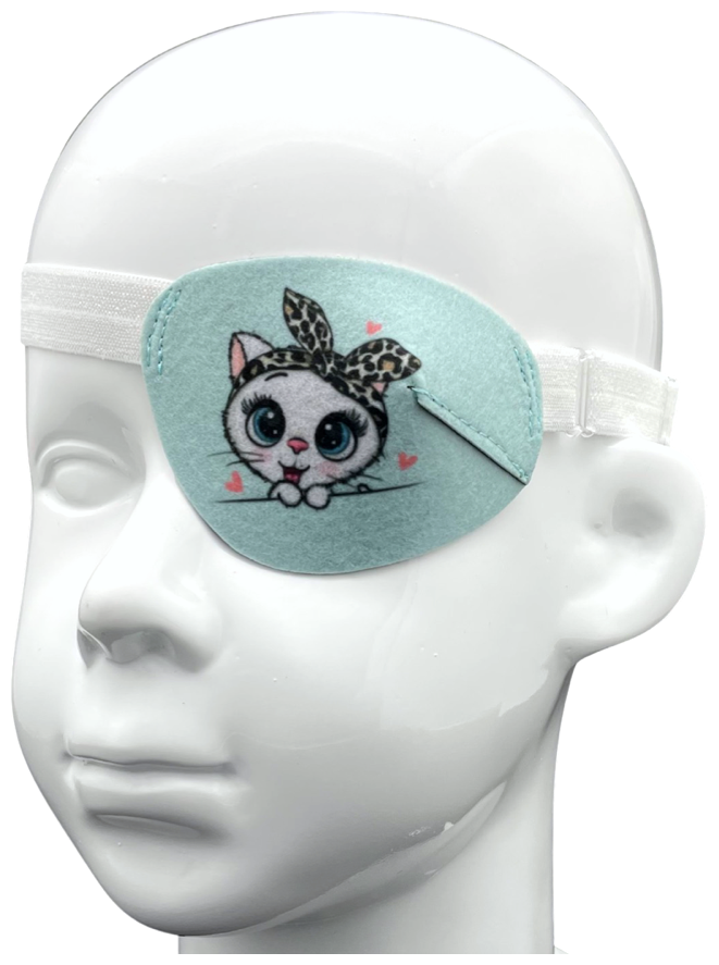 Окклюдер на резинке eyeOK "Кошка 1", размер детский, для закрытия левого глаза, анатомический