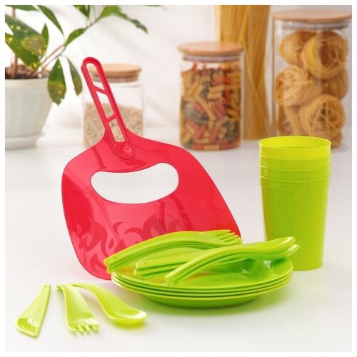 фото Мини-набор для пикника и барбекю на 4 персоны + подарок, цвет микс mikimarket