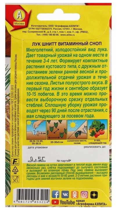Семена овощей Аэлита лук витаминный Шнитт Сноп - фото №2