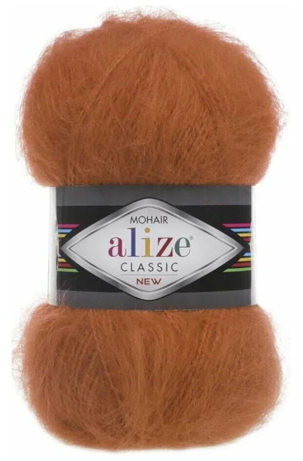 Пряжа Alize Mohair Classic New (Мохер Классик Нью) - 1 моток Цвет: 36 терракот 25% мохер, 24% шерсть, 51% акрил 100г 200м