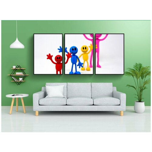 фото Набор модулных постеров для интерьера "счастливый, смайлики, смех" 60x90 см. в тубусе, без рамки lotsprints