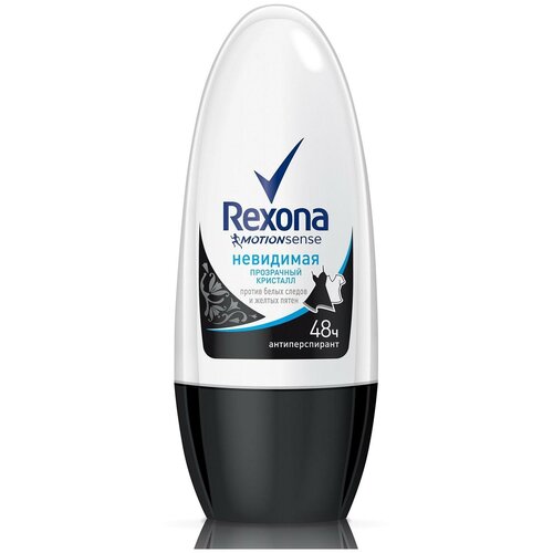 Rexona Антиперспирант роликовый Прозрачный кристалл, Невидимая на черной и белой одежде 50 мл