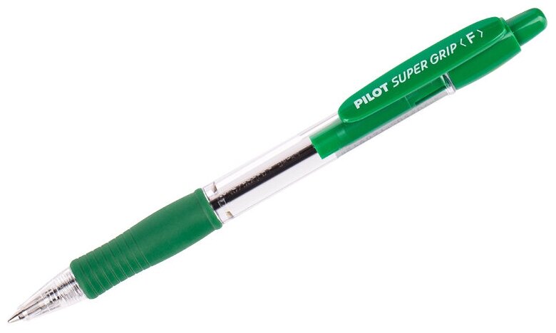 Ручка шариковая автоматическая Pilot Super Grip (0.32мм, зеленый цвет чернил, масляная основа) 12шт. (BPGP-10R-F-G)