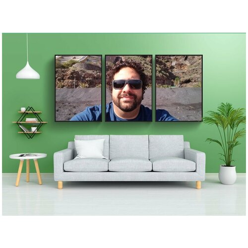 фото Набор модулных постеров для интерьера "человек, солнечные очки, селфи" 60x90 см. в тубусе, без рамки lotsprints