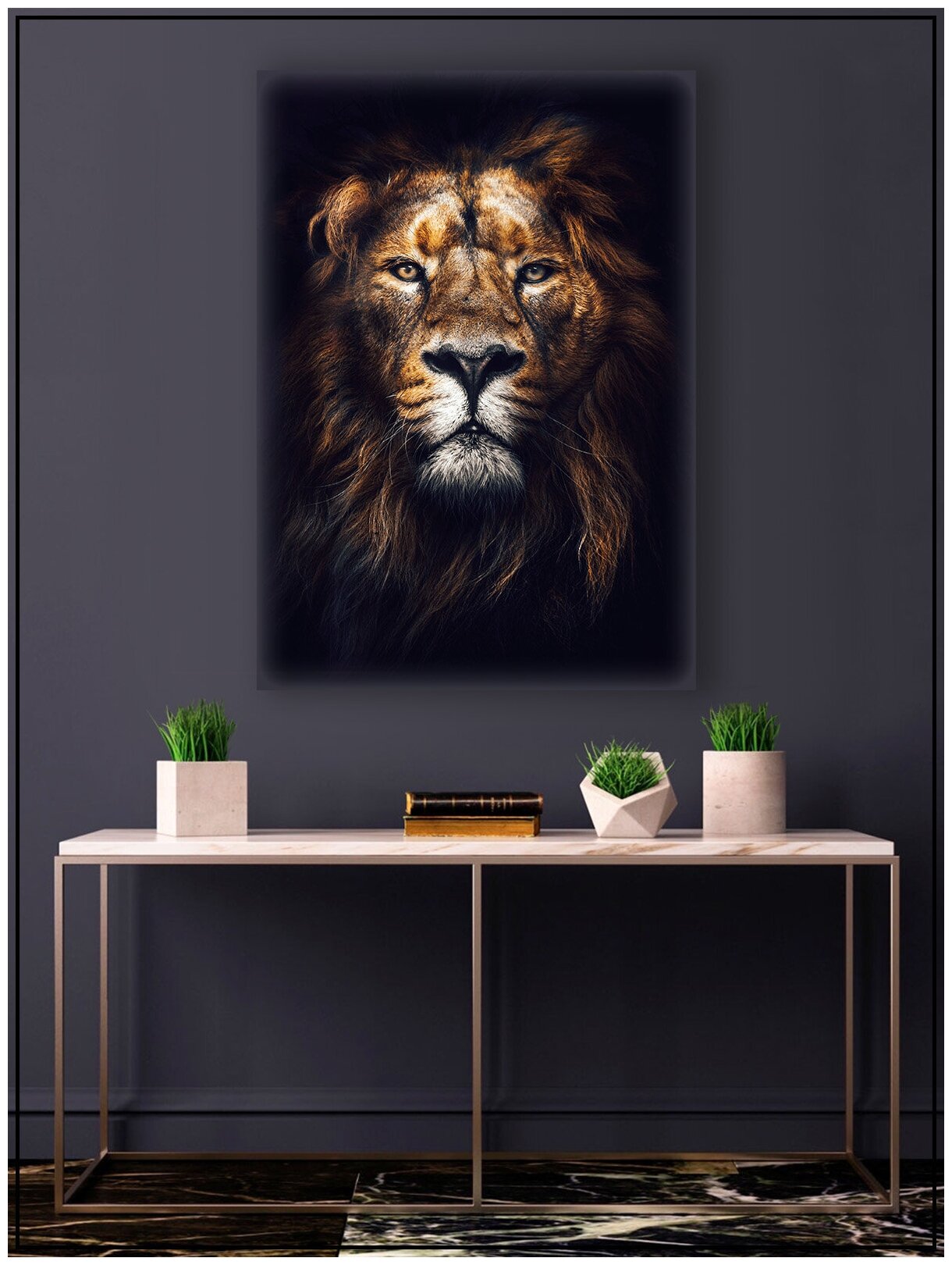 Картина для интерьера на натуральном хлопковом холсте "Лев", 30*40см, холст на подрамнике, картина в подарок для дома