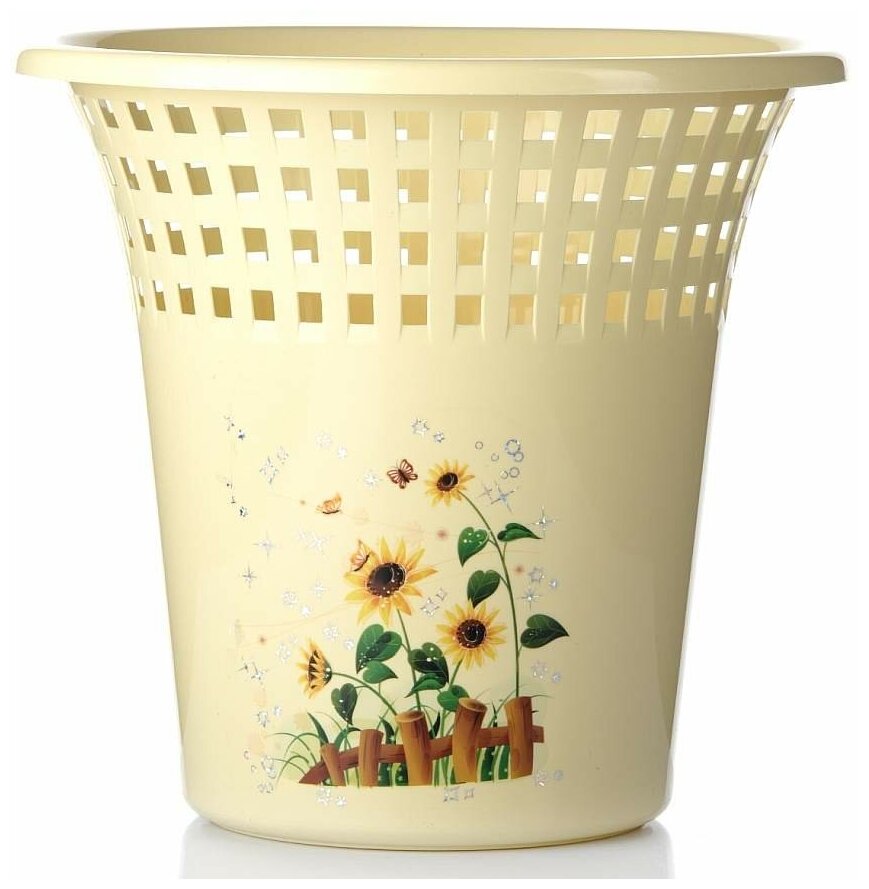 фото Корзина для бумаг, диаметр 260 мм, высота 240 мм (цвет желтый)