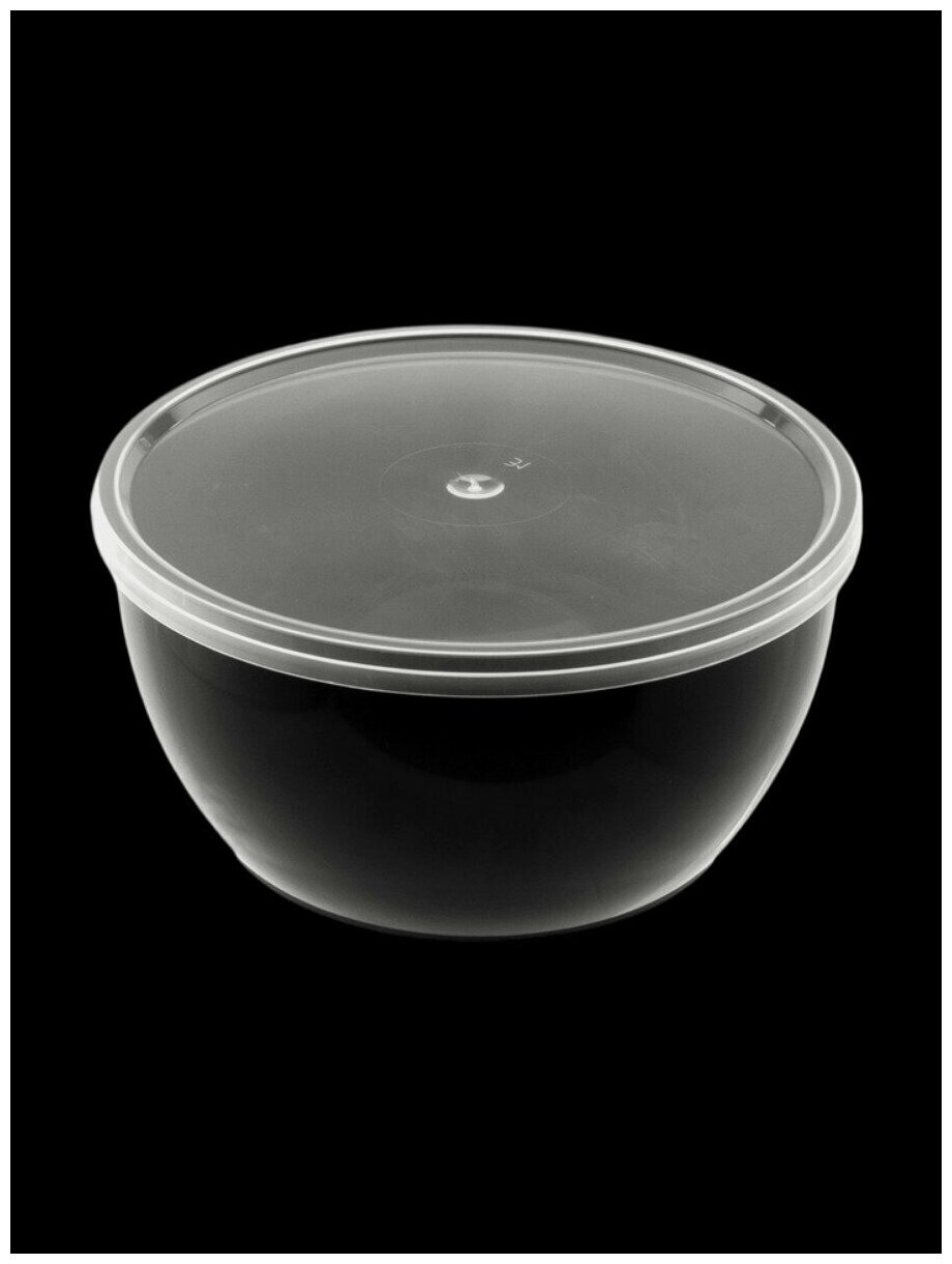 Контейнер супница одноразовый, пластиковый черный с крышкой для продуктов 360мл. 10шт/уп. - фотография № 2