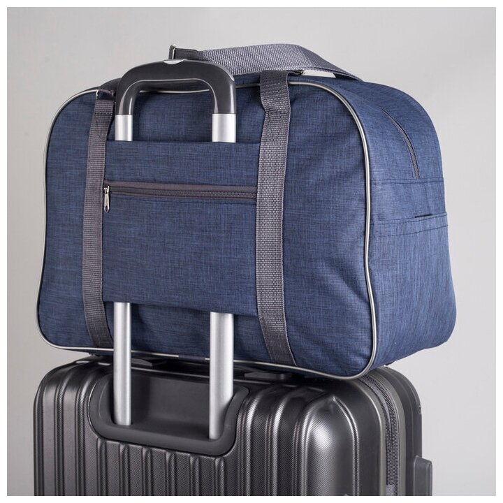 Market-Space Сумка дорожная, складная, отдел на молнии, наружный карман, крепление для чемодана, цвет синий - фотография № 7