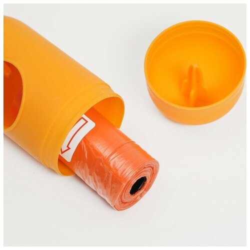 Пижон Контейнер с пакетами для уборки за собаками (рулон 15 пакетов 29х21 см), оранжевый
