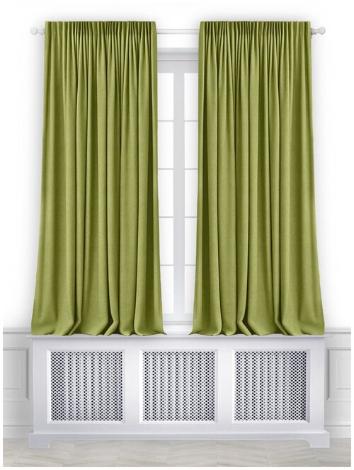 Комплект штор портьерных T&I Велюр - канвас Салатовый зеленый, Ш 130 х В 180 см. - 2 шт.