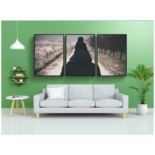 фото Набор модулных постеров для интерьера "зима, человек, пальто" 60x90 см. в тубусе, без рамки lotsprints