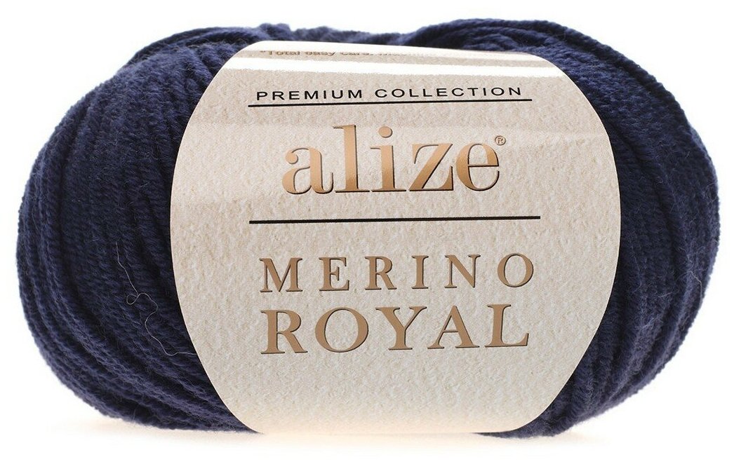 Пряжа Alize 'Merino Royal' 50г 100м (100% шерсть) (58 темно-синий)