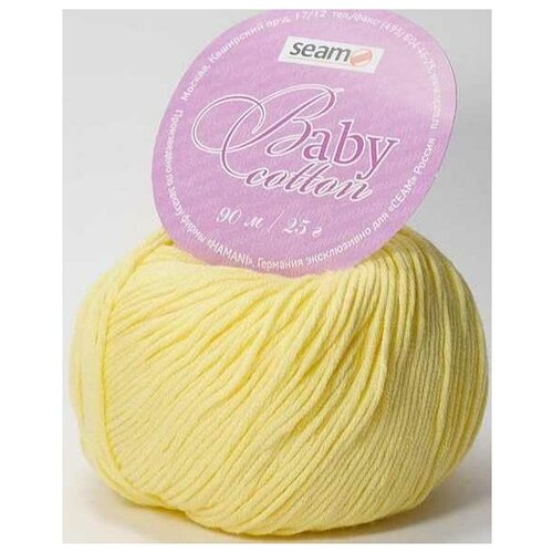 Пряжа Seam Baby Cotton | Пряжа Seam Baby Cotton - 4304 желтый | 5шт упаковка | Хлопок: 100%