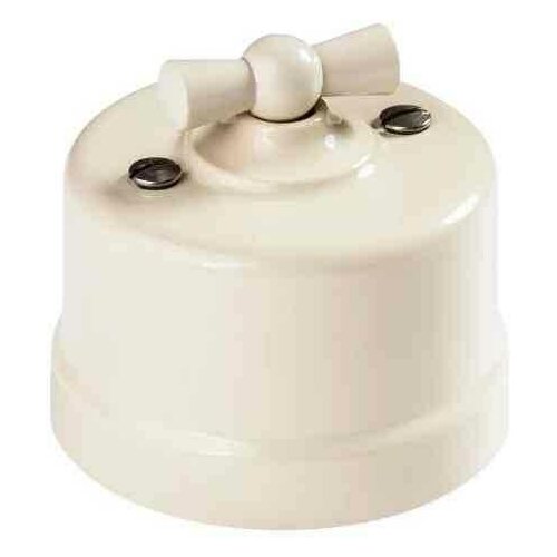 Выключатель ретро 2-х клавишный (4 положения) пластик, слоновая кость, B1-202-211 Bironi