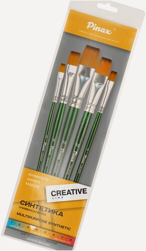 Изображение товара Набор кистей Pinax "Creative line" синтетика универсальная 5 шт, плоские