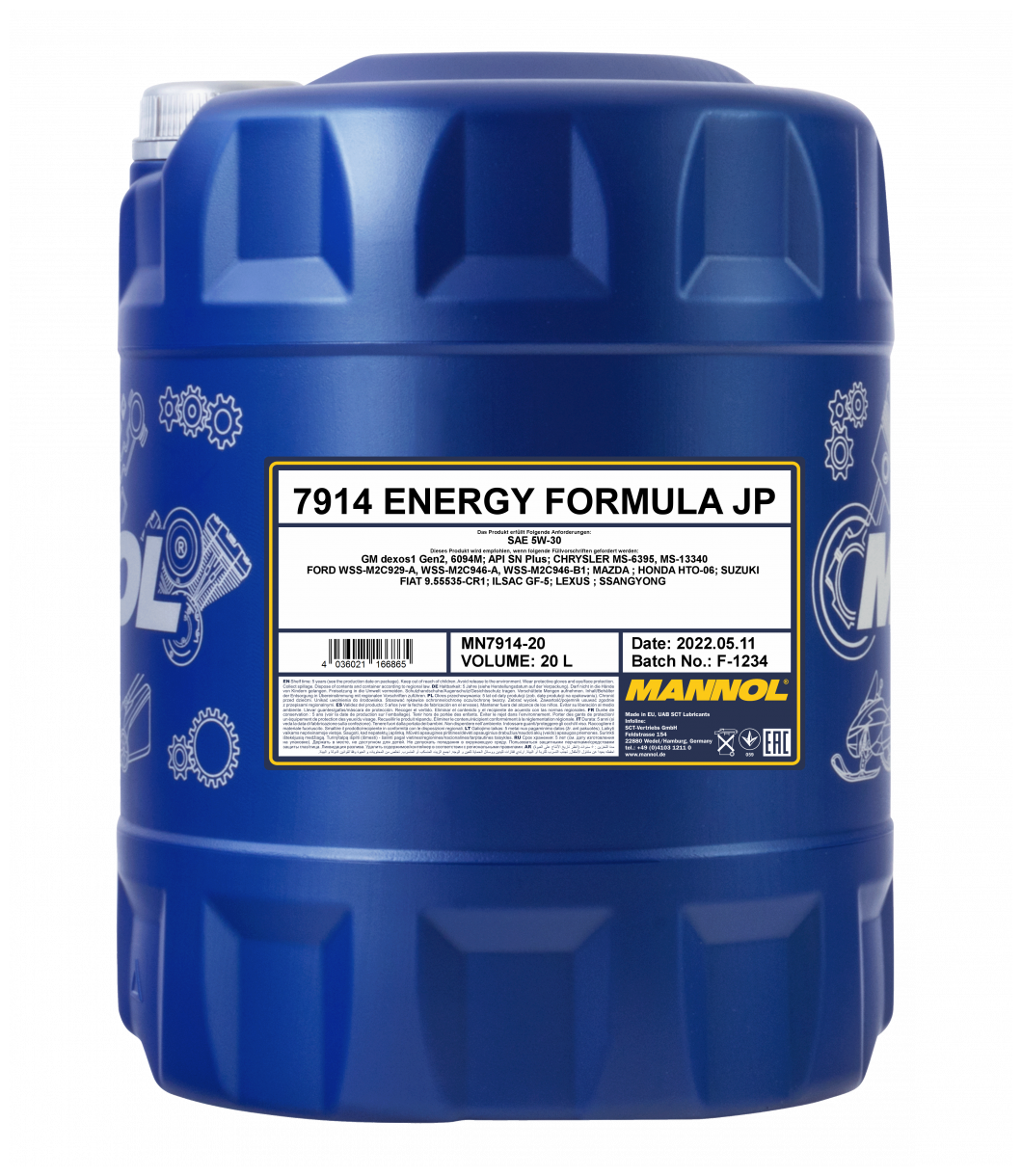 7914 MANNOL ENERGY FORMULA JP 5W30 20 л. Синтетическое моторное масло 5W-30