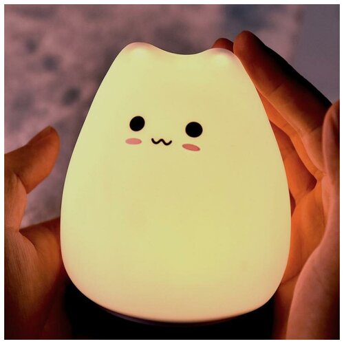 фото Детский ночник котик / светильник / лампа силиконовая led kitty marseller