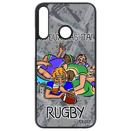 фото Защитный чехол на телефон // huawei p40 lite e // "не могу - у меня регби!" карикатура принт, utaupia, серый