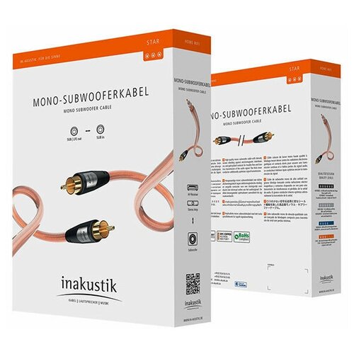 кабель для сабвуфера inakustik premium mono sub cable 3m Inakustik Star Mono-Sub сабвуферный кабель RCA, 2 м