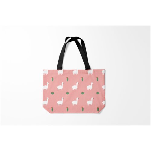 фото Сумка-шоппер / 46х35 см / звери / ламы лама и кактусы burnettie