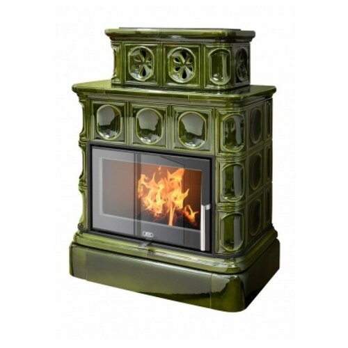 ABX Кафельная печь-камин ABX Karelie Exclusive (кафельный цоколь, стальная вставка)(Зеленый)