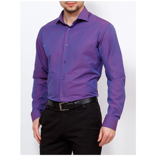 фото Рубашка мужская длинный рукав greg 763/139/1096/z, полуприталенный силуэт / regular fit, цвет синий, рост 174-184, размер ворота 39