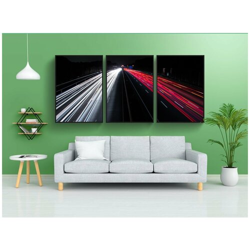 фото Набор модулных постеров для интерьера "движение, огни, ночь" 60x90 см. в тубусе, без рамки lotsprints