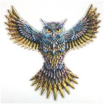 Деревянный фигурный пазл сова, 87 деталей, 32х31см - изображение