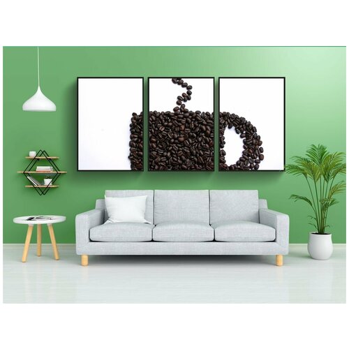 фото Набор модулных постеров для интерьера "кофе, чашка, фасоль" 60x90 см. в тубусе, без рамки lotsprints