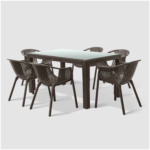 Комплект садовой мебели Mandella серо-коричневый из 7 предметов садовая мебель 119551₽